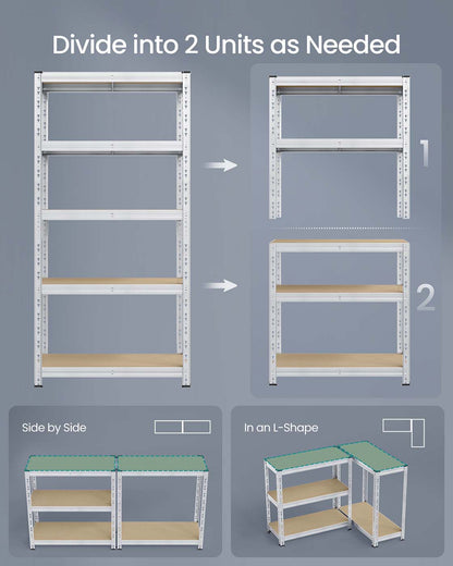 Heavy duty metal storage shelf with adjustable shelves Silver - image 19
