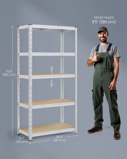 Heavy duty metal storage shelf with adjustable shelves Silver - image 20