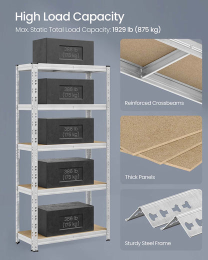 Heavy duty metal storage shelf with adjustable shelves Silver - image 21