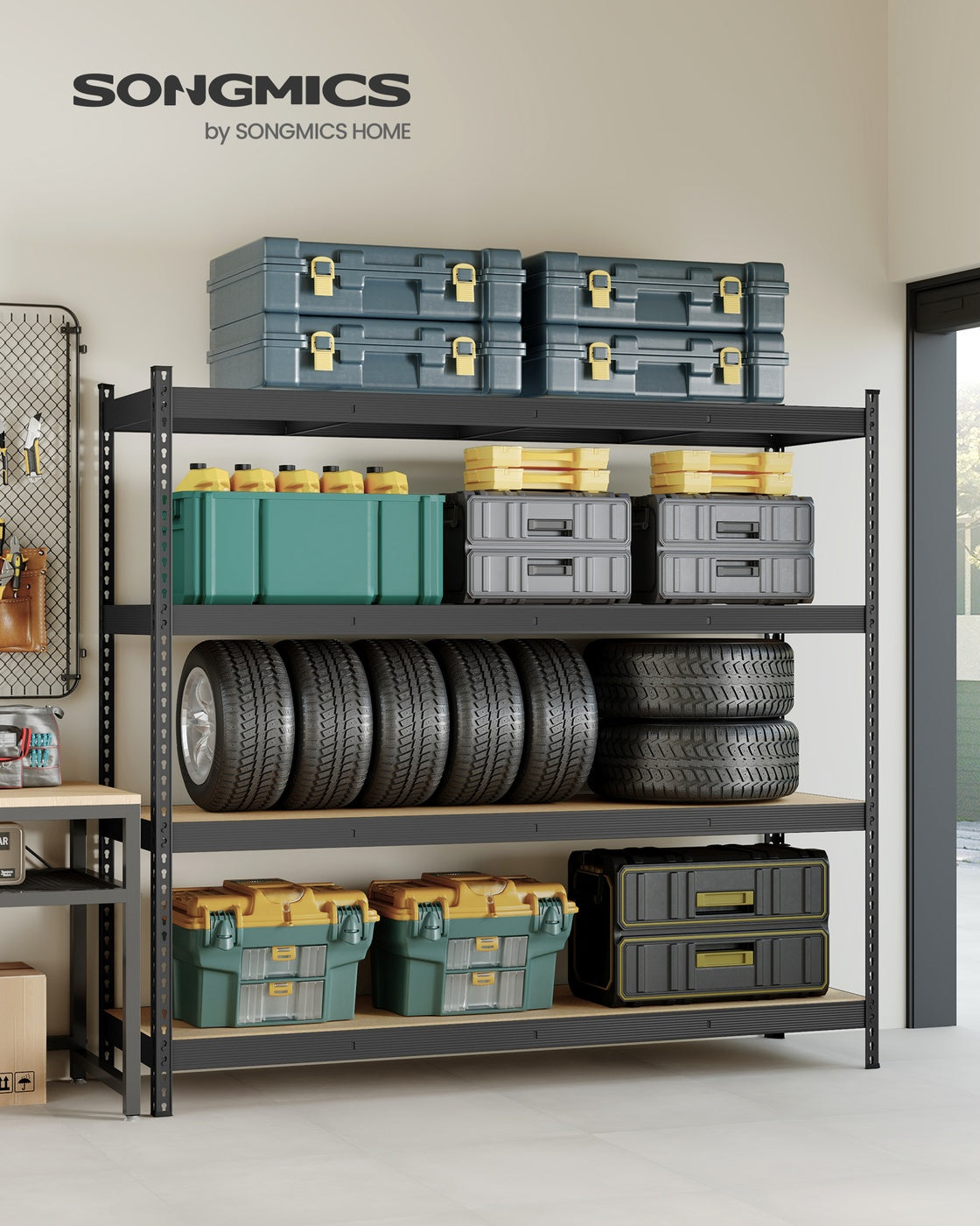 Heavy Duty Shelving Unit Garage Shelves 4-Tier 60 x 200 x 183 cm Ink Black - image 2