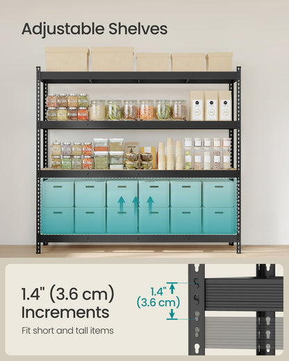 Heavy Duty Shelving Unit Garage Shelves 4-Tier 60 x 200 x 183 cm Ink Black - image 4
