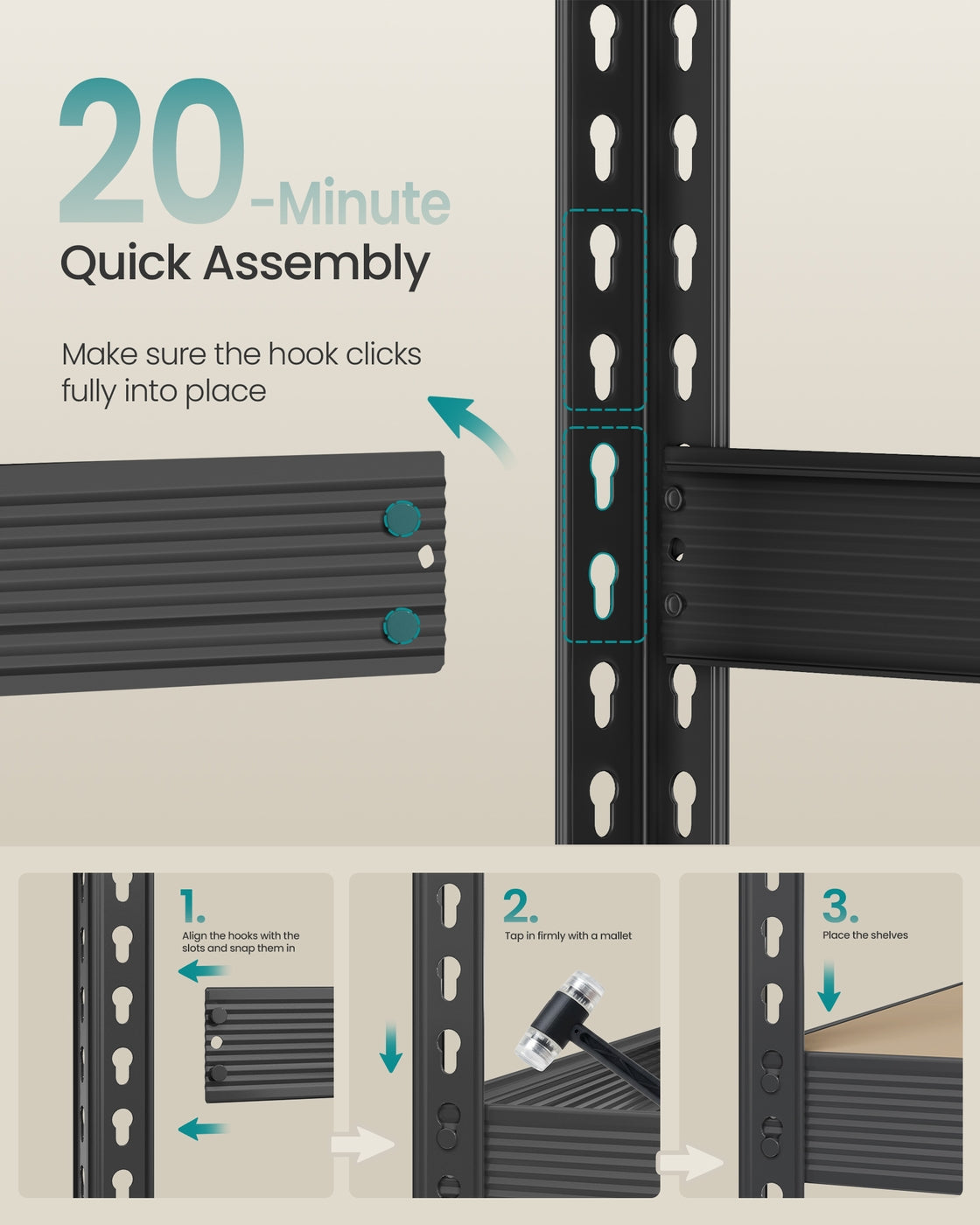 Heavy Duty Shelving Unit Garage Shelves 4-Tier 60 x 200 x 183 cm Ink Black - image 6