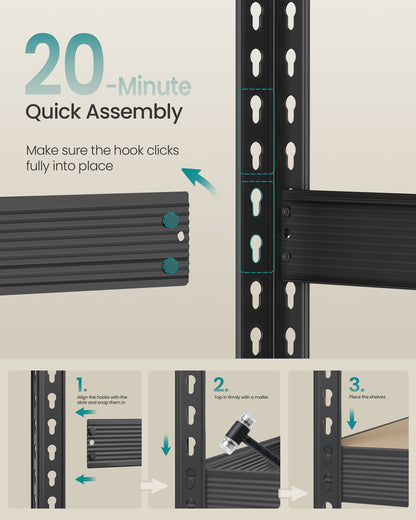 Heavy Duty Shelving Unit Garage Shelves 4-Tier 60 x 200 x 183 cm Ink Black - image 6