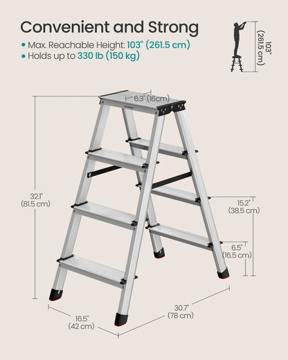 Aluminium Ladder with 4 Non-Slip Steps - image 6