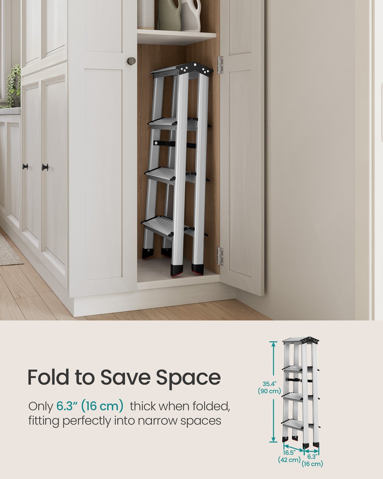 Aluminium Ladder with 4 Non-Slip Steps - image 7