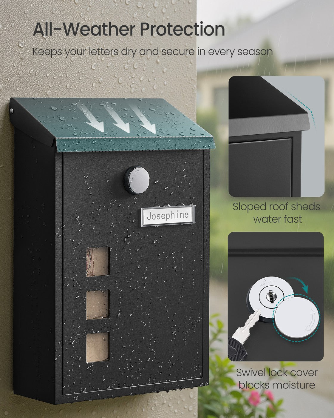 Wall Mounted Post Box 11.5 x 25.5 x 39.5 cm - image 12