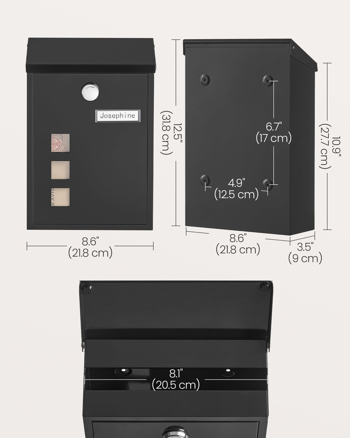 Wall Mounted Post Box 11.5 x 25.5 x 39.5 cm - image 15