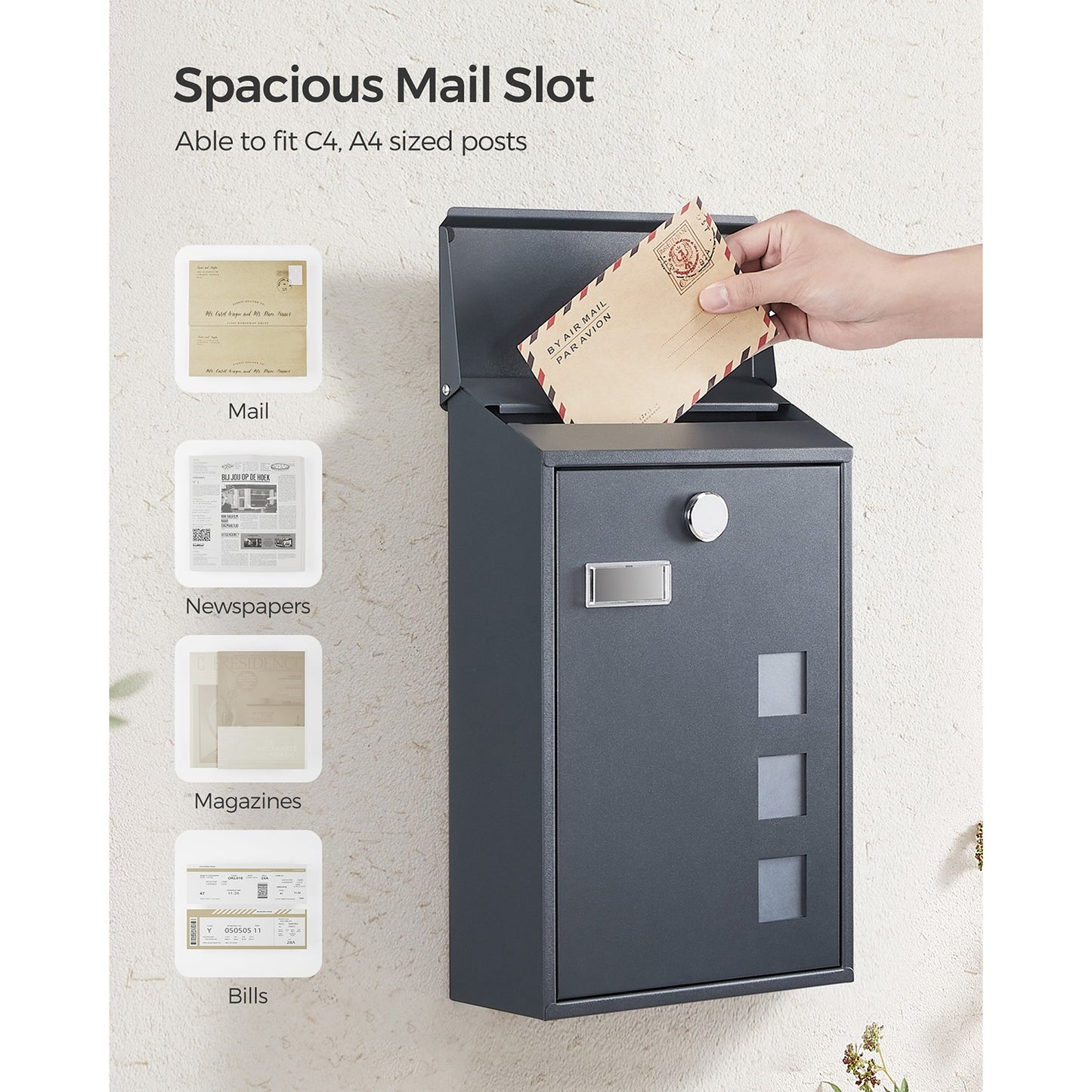 Wall Mounted Post Box 11.5 x 25.5 x 39.5 cm - image 21
