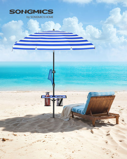 Garden Parasol UPF 50+ Sun Protection 30° Double-Side Tilt Blue and White - image 2