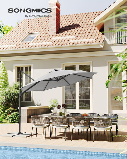 UPF 50+ Garden Parasol Patio Umbrella Dia. 3 m Dove Grey - image 2