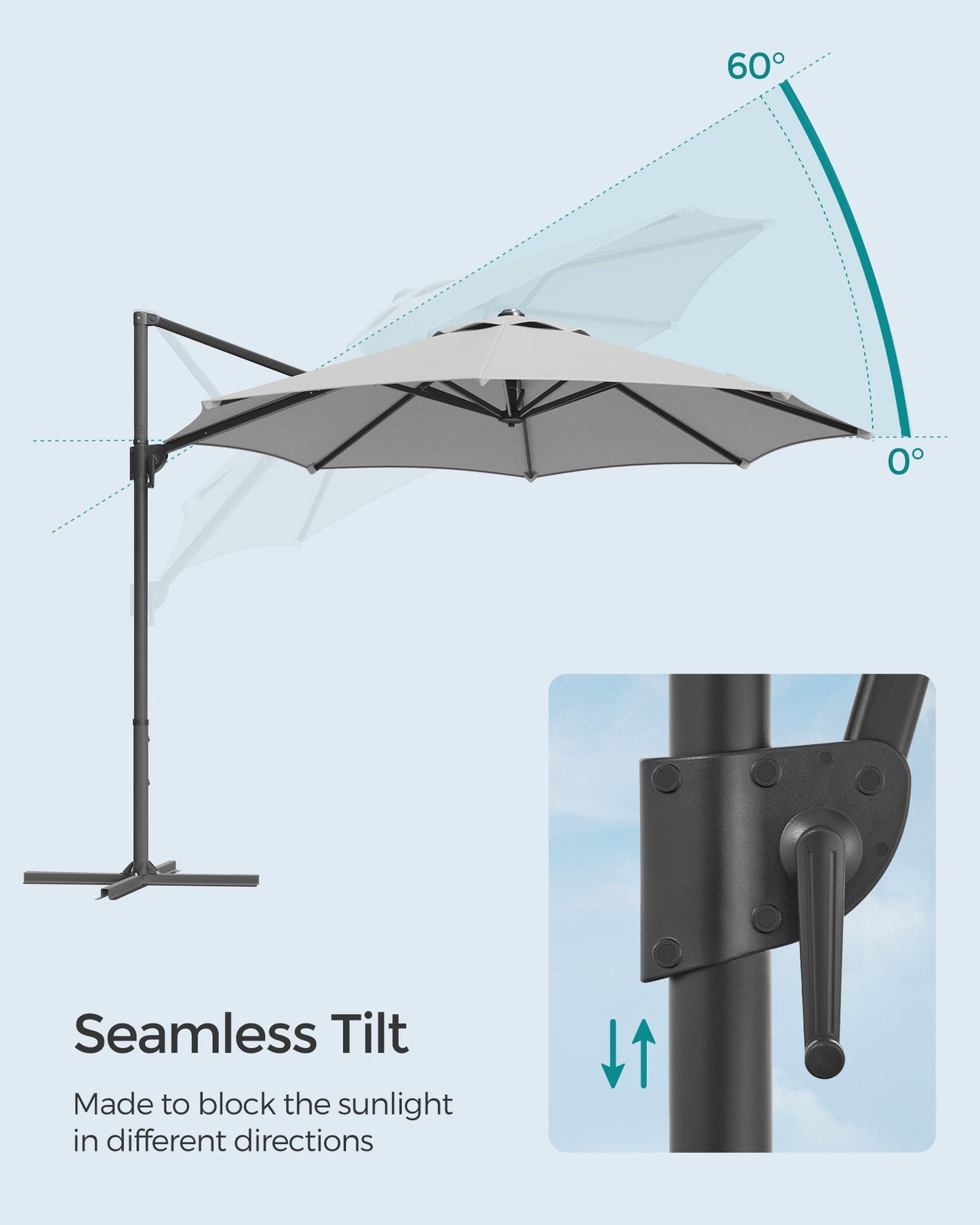 UPF 50+ Garden Parasol Patio Umbrella Dia. 3 m Dove Grey - image 4