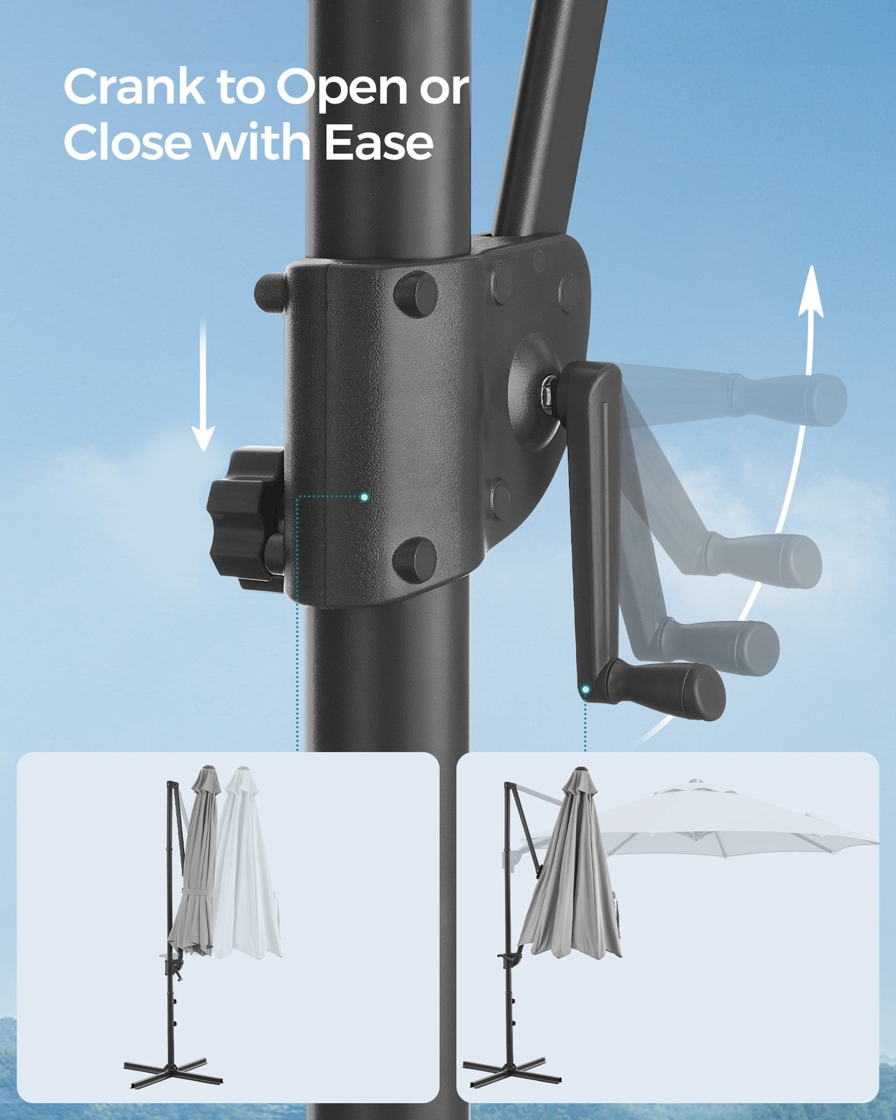 UPF 50+ Garden Parasol Patio Umbrella Dia. 3 m Dove Grey - image 5