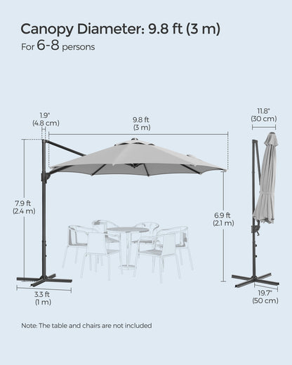 UPF 50+ Garden Parasol Patio Umbrella Dia. 3 m Dove Grey - image 6