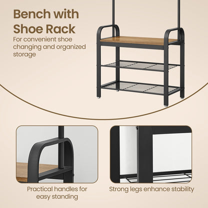 Coat Rack, Hall Tree with Shoe Bench, Entryway Bench with Coat Rack - image 12