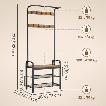 Coat Rack, Hall Tree with Shoe Bench, Entryway Bench with Coat Rack - image 14