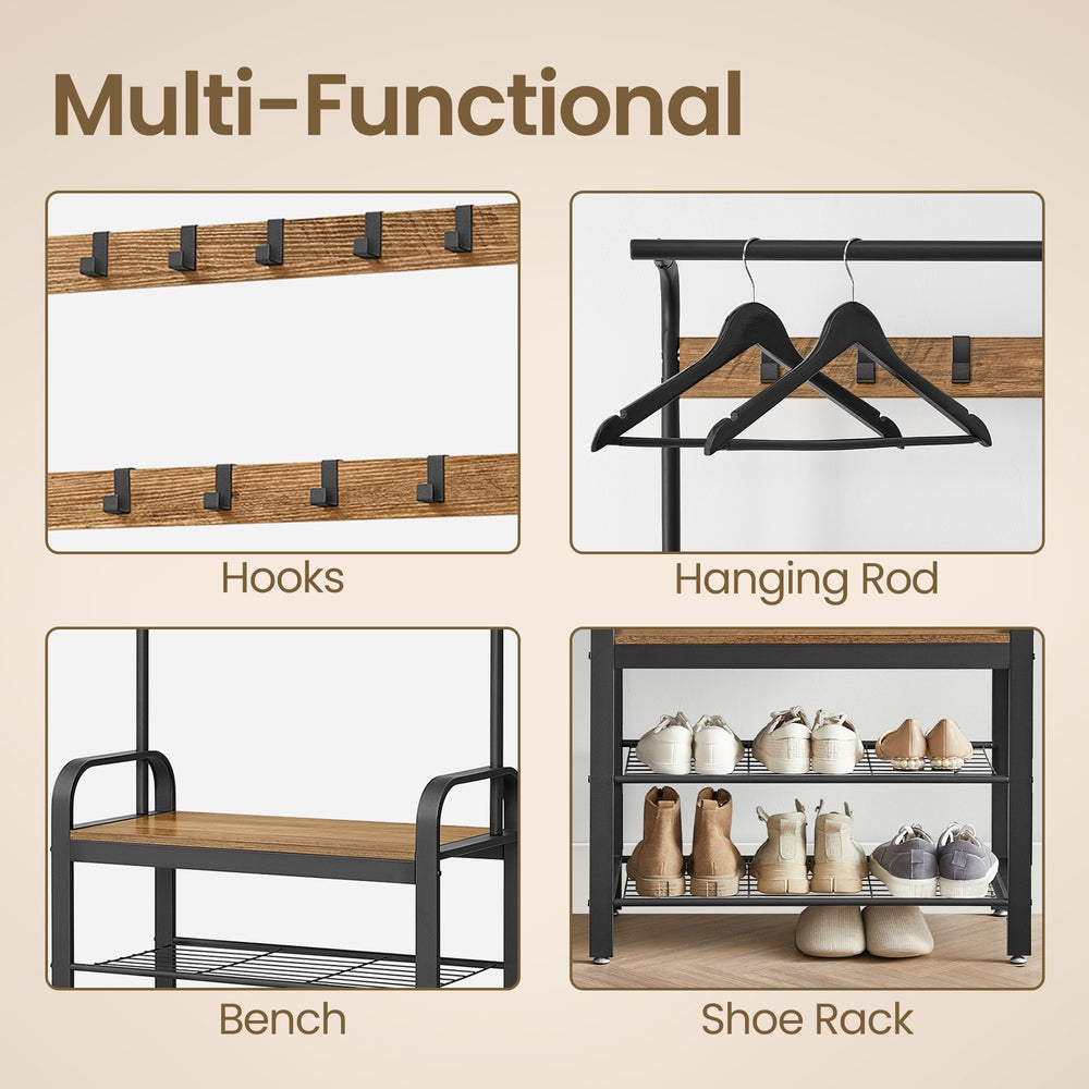 Coat Rack, Hall Tree with Shoe Bench, Entryway Bench with Coat Rack - image 17