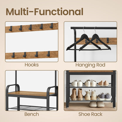 Coat Rack, Hall Tree with Shoe Bench, Entryway Bench with Coat Rack - image 17