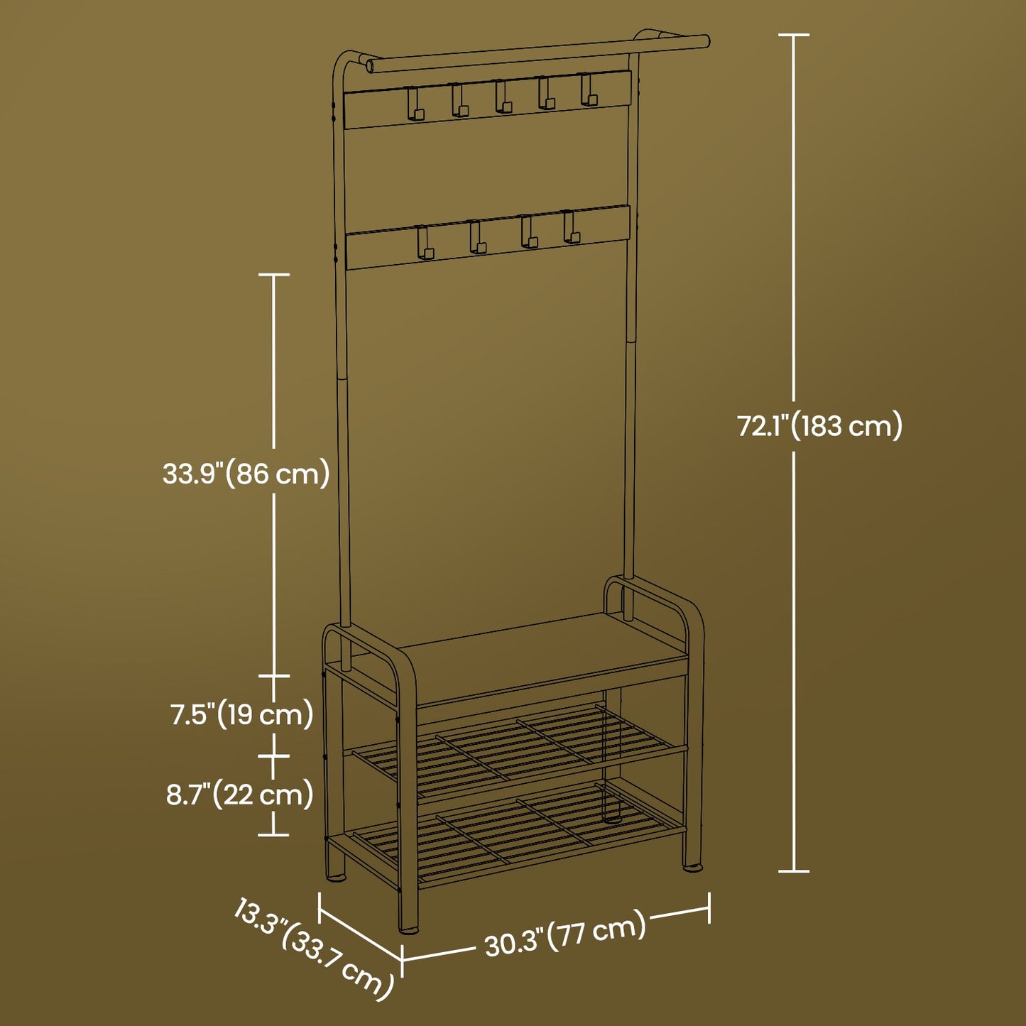 Coat Rack, Hall Tree with Shoe Bench, Entryway Bench with Coat Rack - image 24
