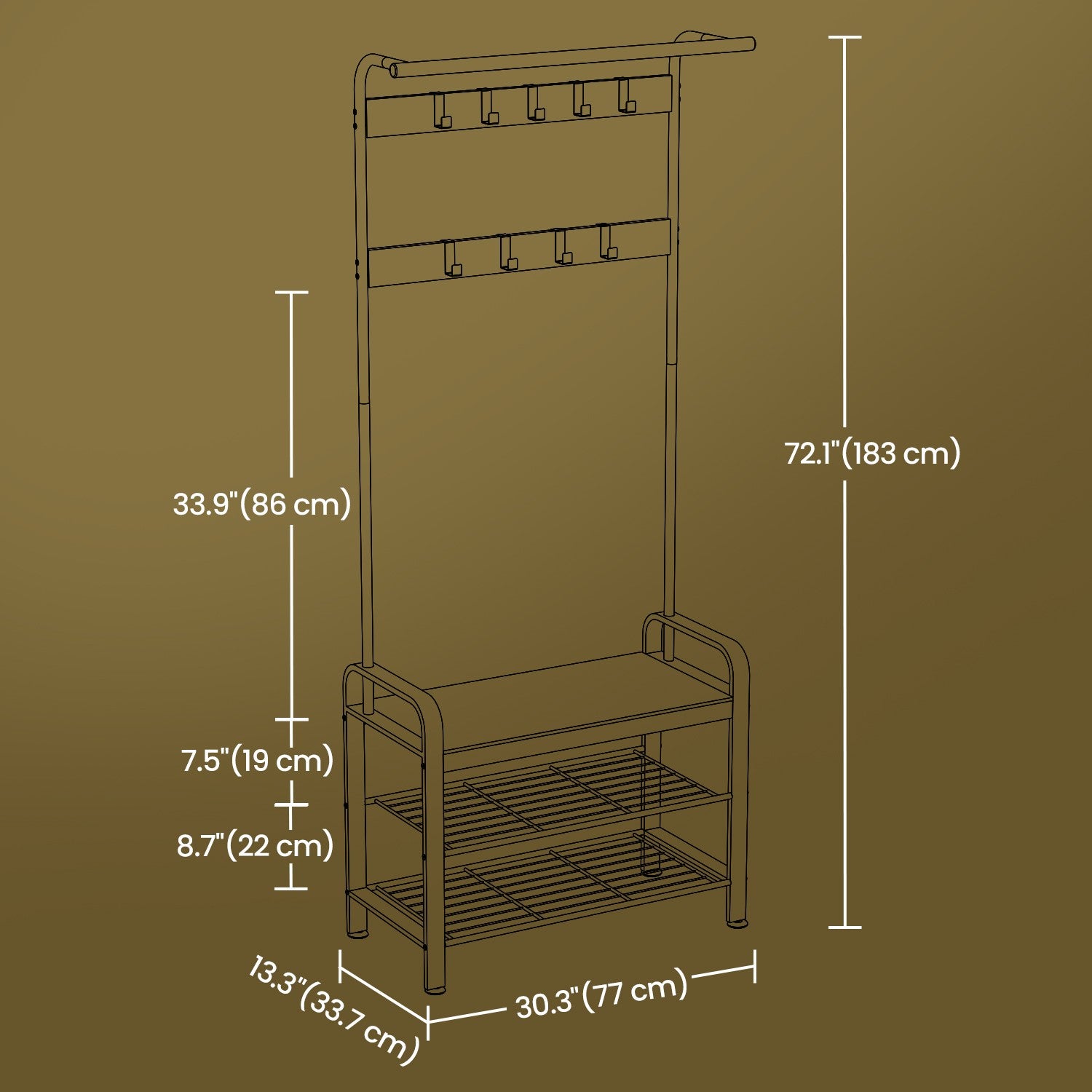 Coat Rack, Hall Tree with Shoe Bench, Entryway Bench with Coat Rack - image 24