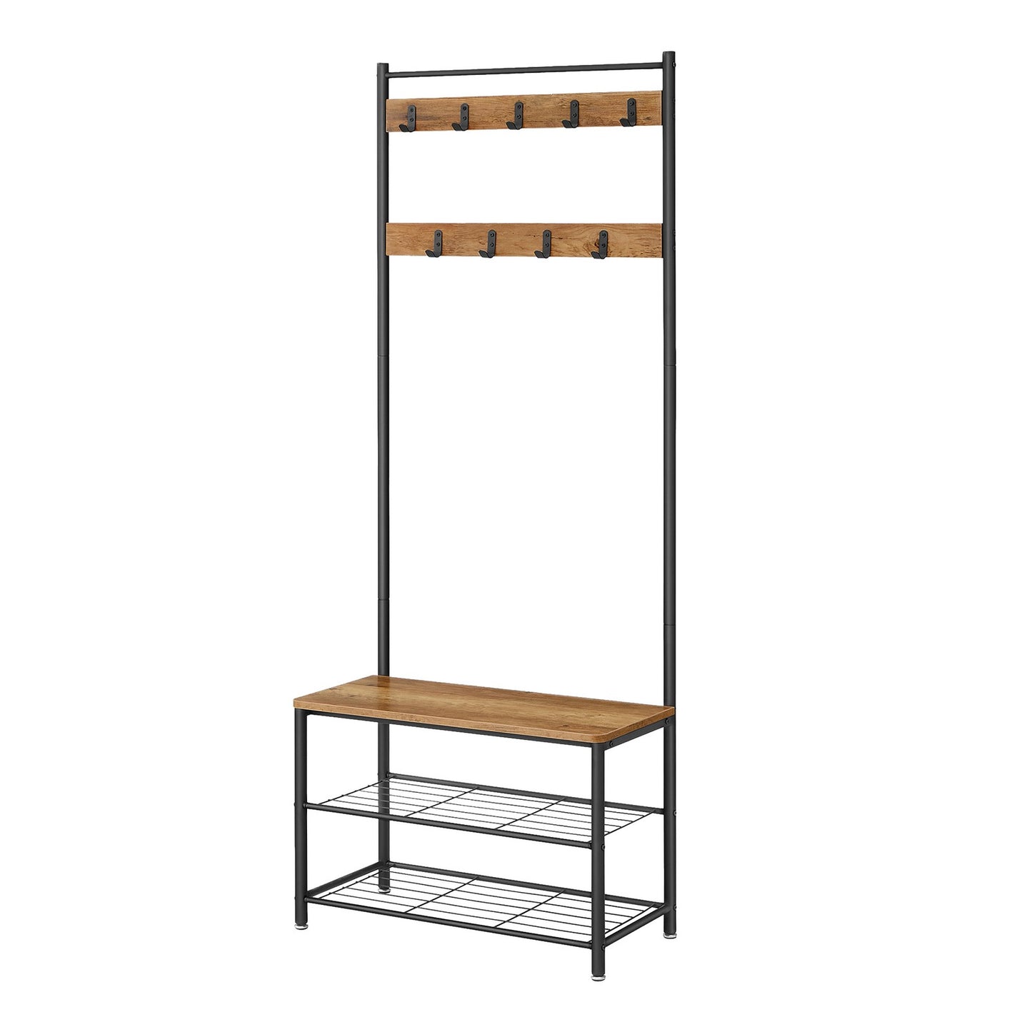 Hallway Coat and Shoe Rack with Bench, Greige - image 30