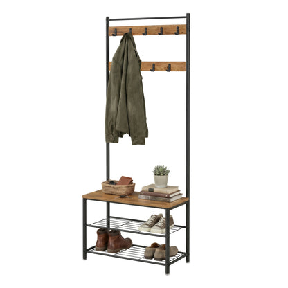 Hallway Coat and Shoe Rack with Bench, Greige - image 32