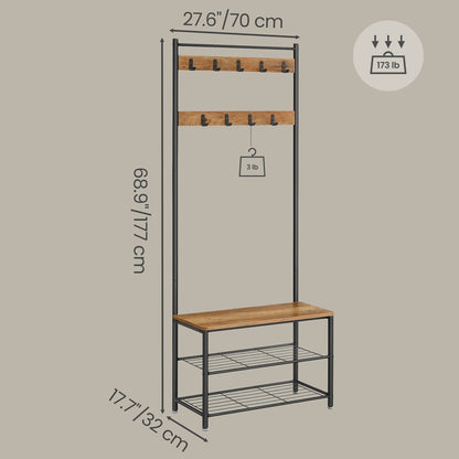 Hallway Coat and Shoe Rack with Bench, Greige - image 33