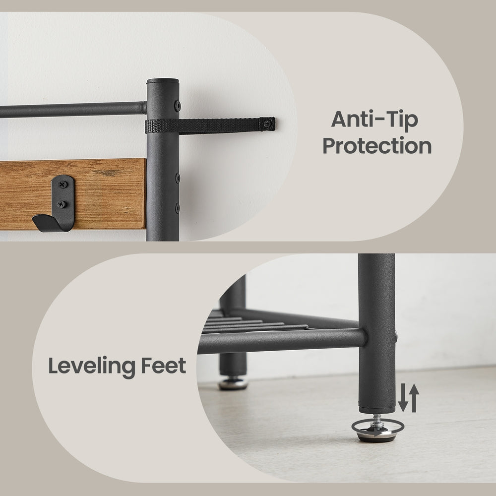 Hallway Coat and Shoe Rack with Bench, Greige - image 37