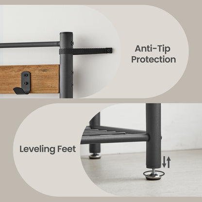 Hallway Coat and Shoe Rack with Bench, Greige - image 37