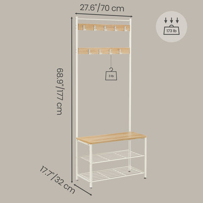 Hallway Coat and Shoe Rack with Bench, Greige - image 15