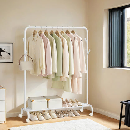 Clothes Rack, Single-Rod Clothing Rack with Wheels, Heavy-Duty Garment Rack - image 2