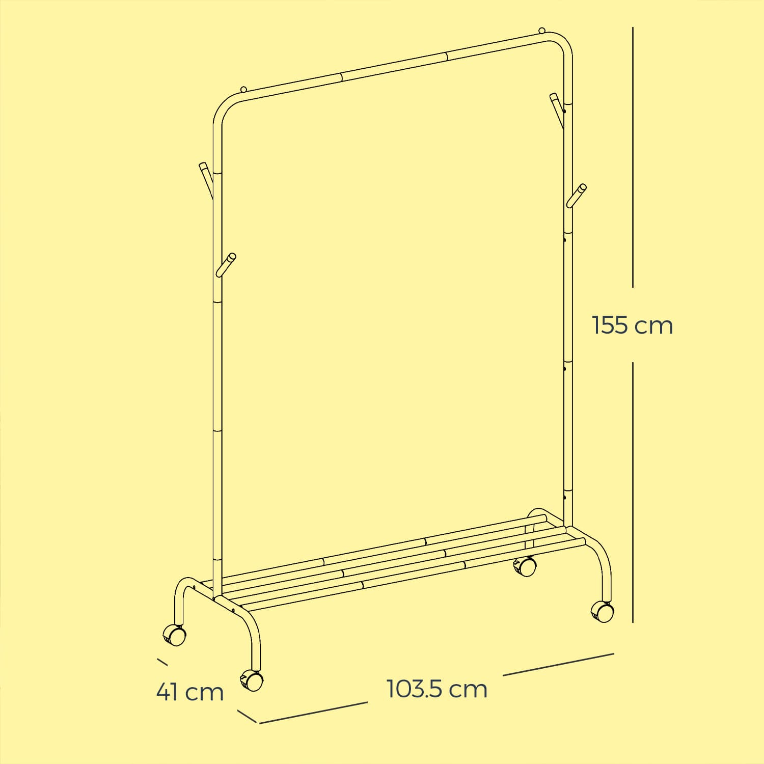 Clothes Rack, Single-Rod Clothing Rack with Wheels, Heavy-Duty Garment Rack - image 5