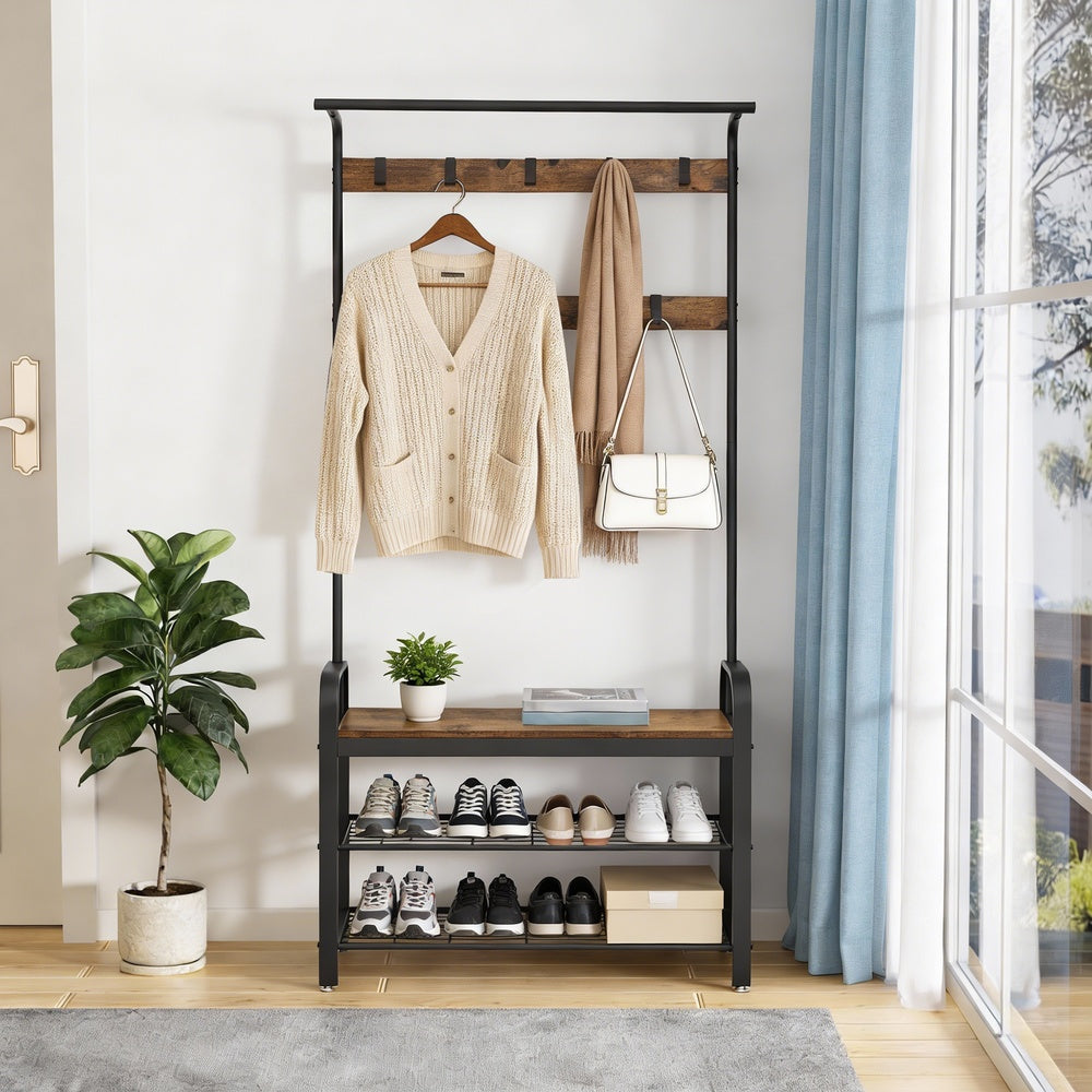 Coat Rack, Hall Tree with Shoe Bench, Entryway Bench with Coat Rack - image 31