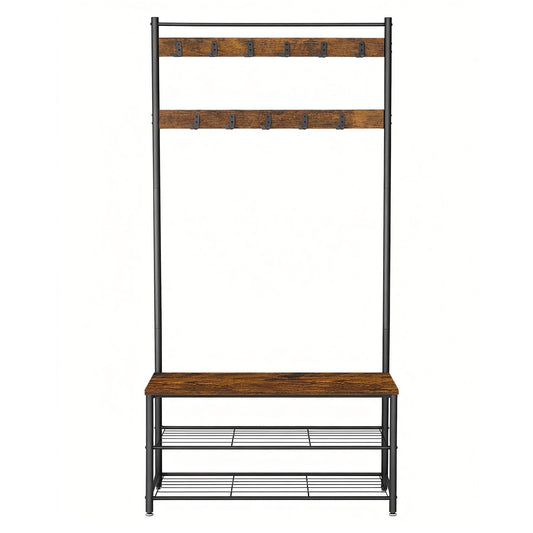 Coat Rack, Hall Tree with Shoe Storage Bench, 32 x 85 x 175 cm - image 1
