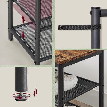 Coat Rack with Shoe Storage, Coat Stand for Hallway with Mirror, Hooks - image 5