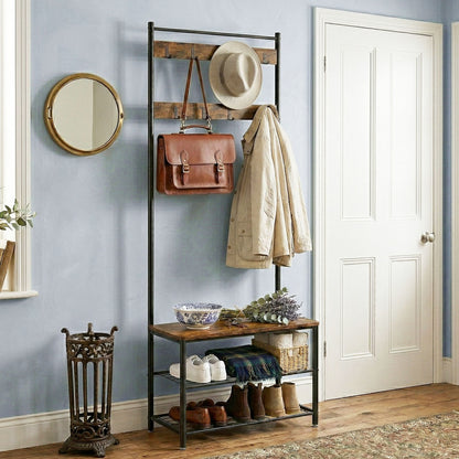 Hallway Coat and Shoe Rack with Bench, Greige - image 18