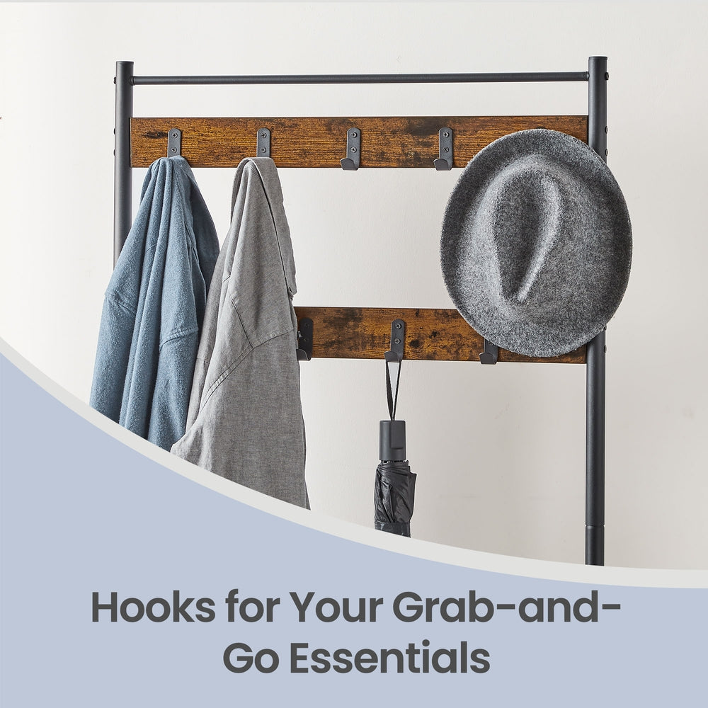 Hallway Coat and Shoe Rack with Bench, Greige - image 20