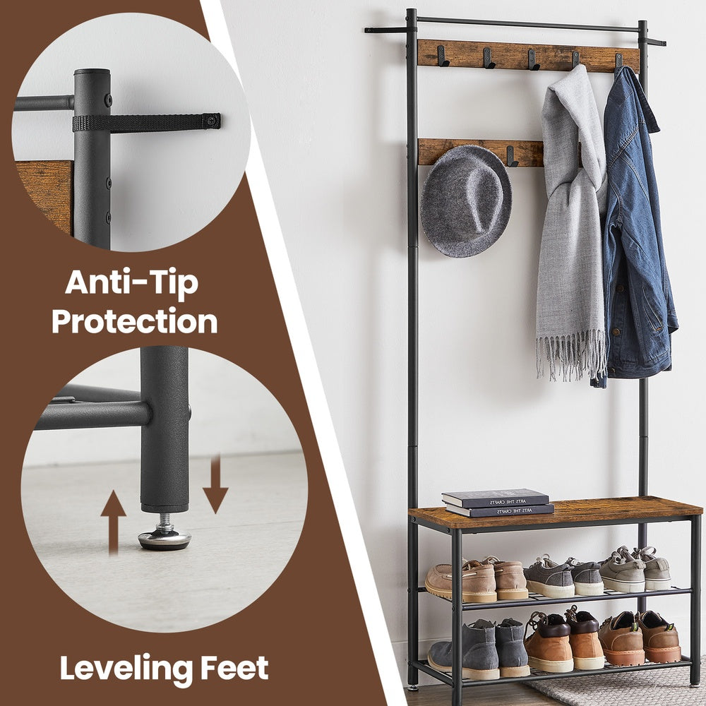 Hallway Coat and Shoe Rack with Bench, Greige - image 23