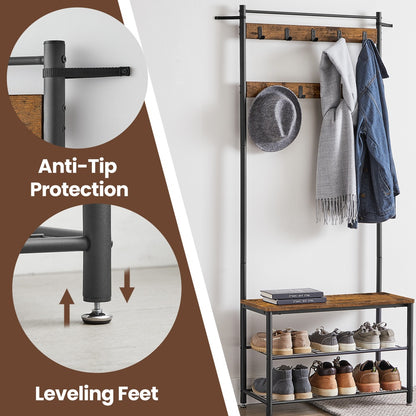Hallway Coat and Shoe Rack with Bench, Greige - image 23