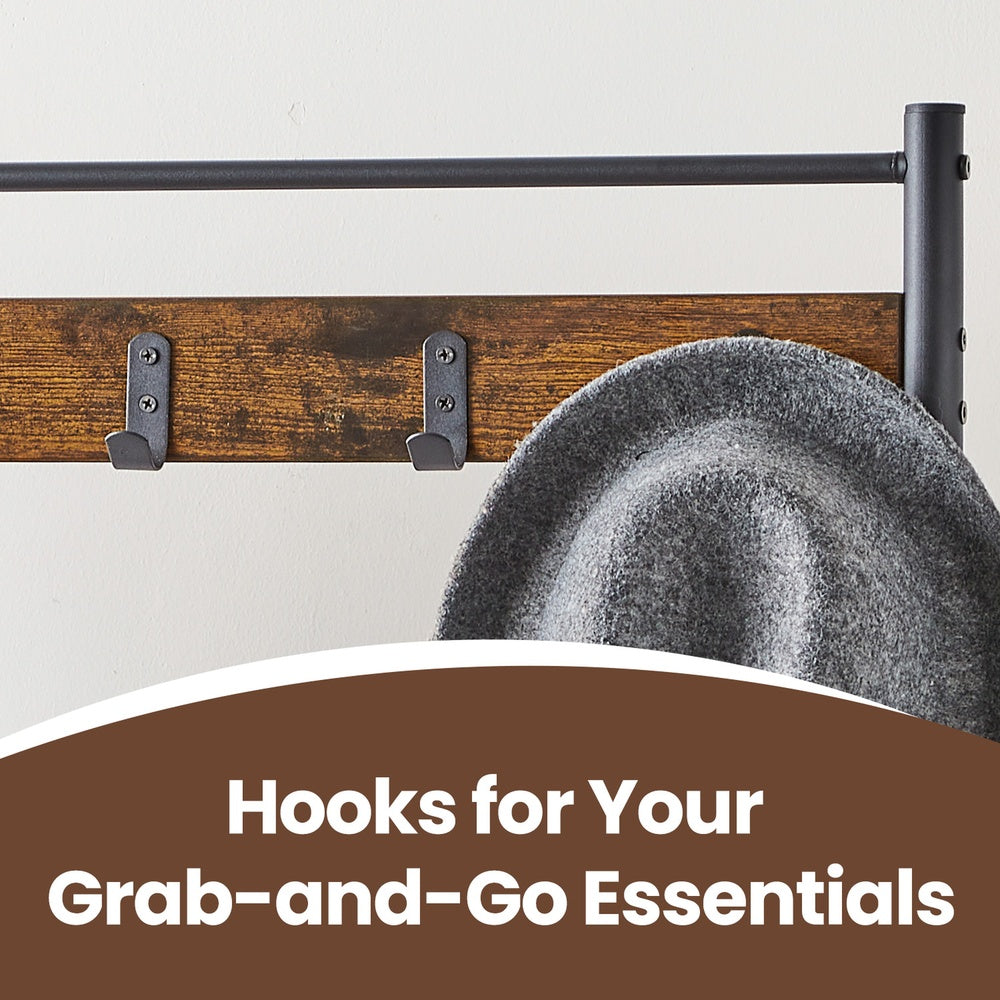 Hallway Coat and Shoe Rack with Bench, Greige - image 25