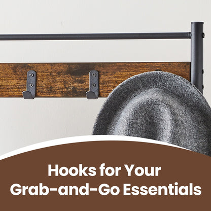 Hallway Coat and Shoe Rack with Bench, Greige - image 25