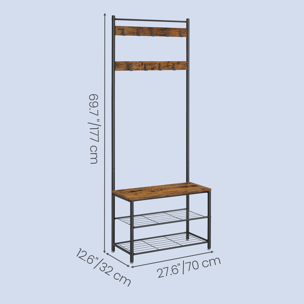 Hallway Coat and Shoe Rack with Bench, Greige - image 26