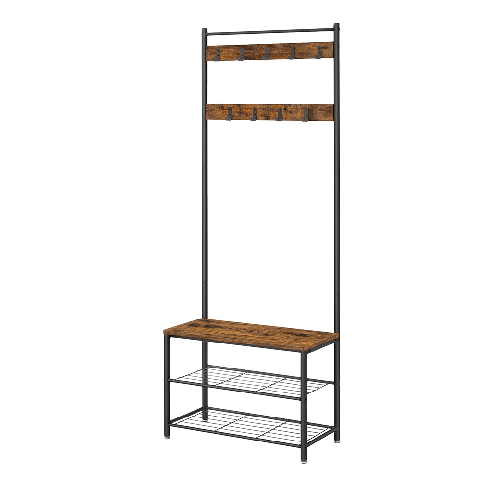 Hallway Coat and Shoe Rack with Bench, Greige - image 27