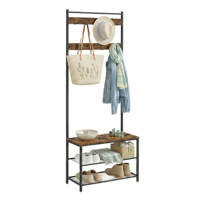 Hallway Coat and Shoe Rack with Bench, Greige - image 28