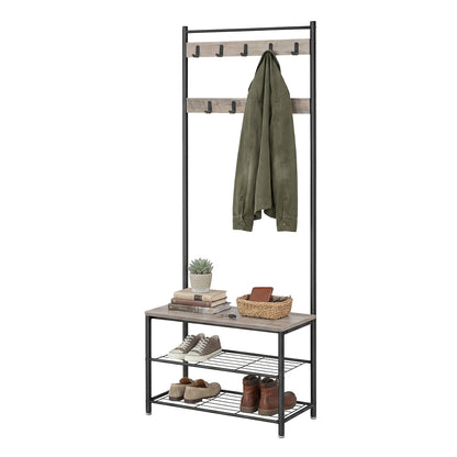 Hallway Coat and Shoe Rack with Bench, Greige - image 4