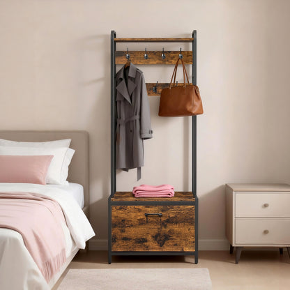 Industrial Entryway Hall Tree with Shoe Storage Bench, 7 Hooks and Shelf, Coat Rack for Bedroom - image 7