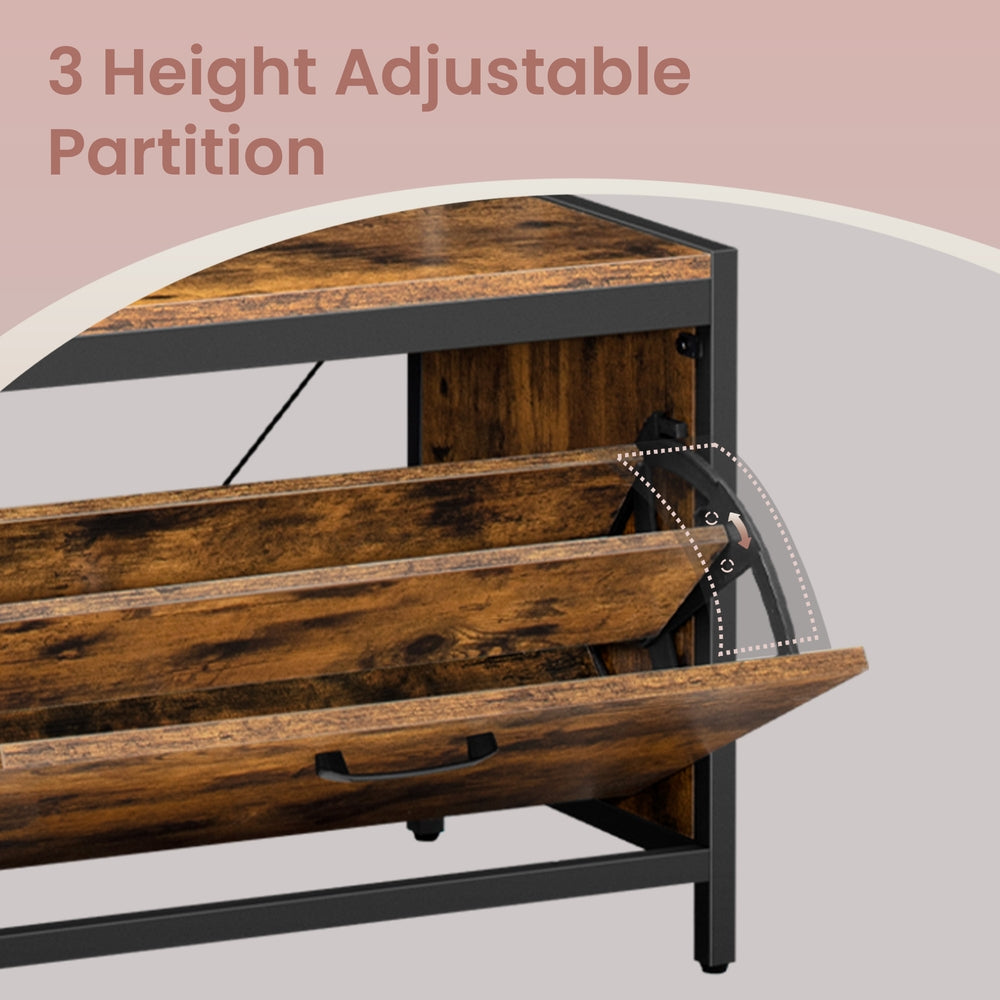 Industrial Entryway Hall Tree with Shoe Storage Bench, 7 Hooks and Shelf, Coat Rack for Bedroom - image 5