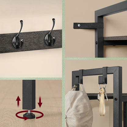 Hallway Coat and Shoe Rack with Bench, Shelves, 40 x 120 x 190 cm, Brown - image 12