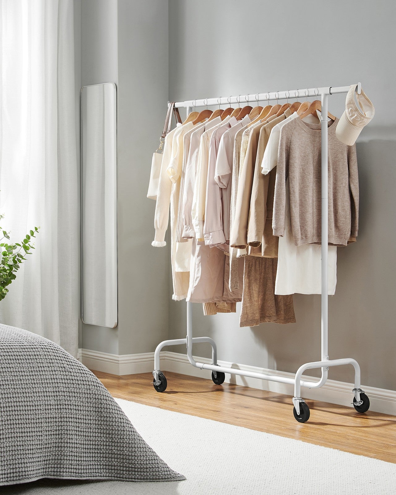 Clothes Rack on Wheels Matte White - image 4