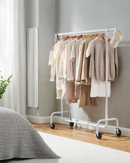 Clothes Rack on Wheels Matte White - image 4