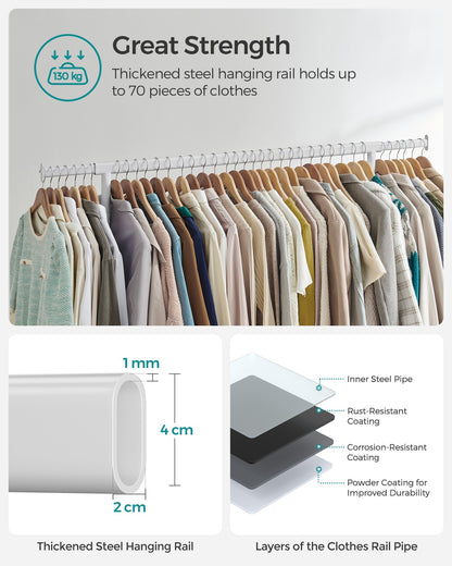Clothes Rack on Wheels Matte White - image 5